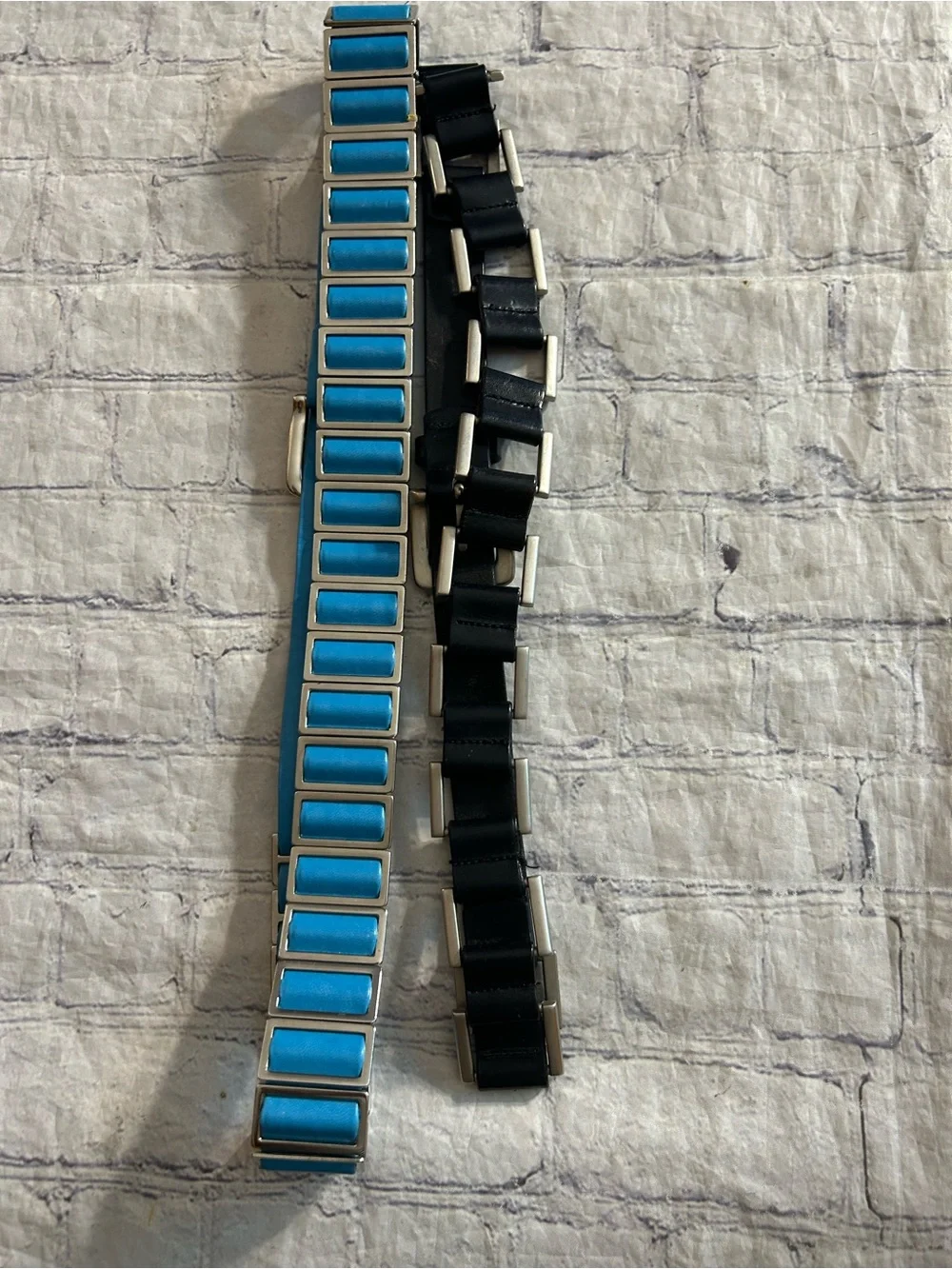 CALVIN KLEIN BLACK LEATHER WITH SILVER TONE CHAIN LINKS & TURQUOISE SILVER BELTS